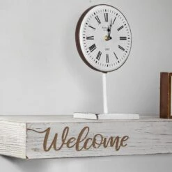 Whitewashed "Welcome" Text Engraving Floating Wall Shelf -Michaels Decor Sale D598817S 3