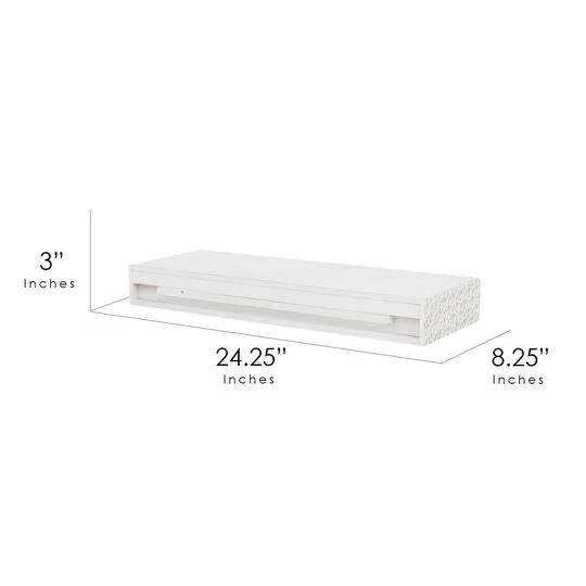 Small White Rustic Embossed Wood Floating Wall Shelf 9 Small White Rustic Embossed Wood Floating Wall Shelf - Image 7