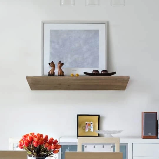 Small Natural Wedge Wood Floating Wall Shelf 5 Small Natural Wedge Wood Floating Wall Shelf - Image 3