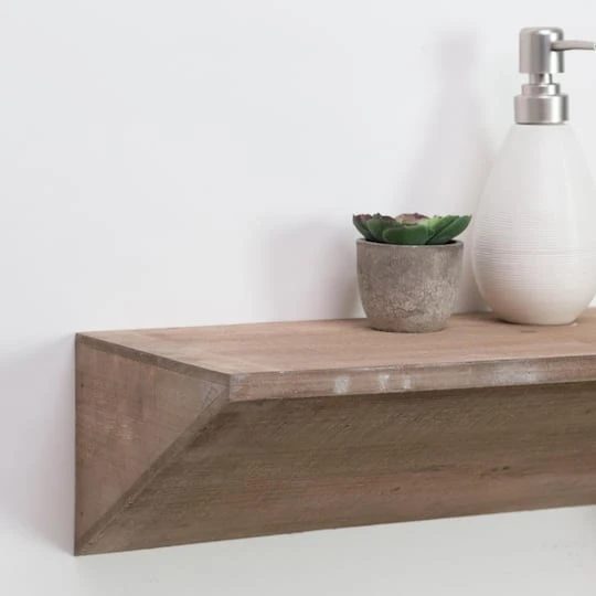 Small Natural Wedge Wood Floating Wall Shelf 7 Small Natural Wedge Wood Floating Wall Shelf - Image 5