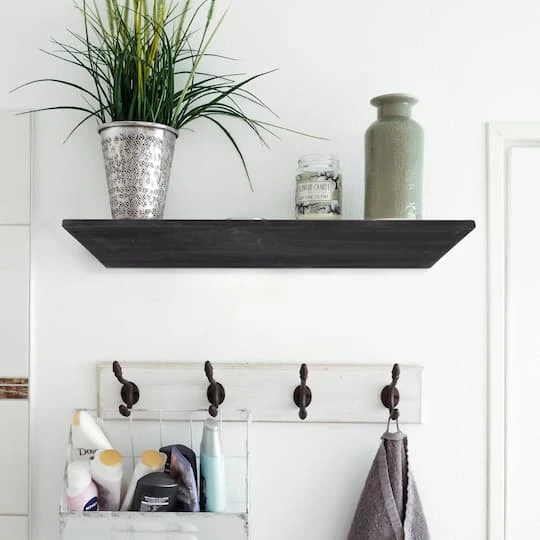 Small Black Wedge Wood Floating Wall Shelf 5 Small Black Wedge Wood Floating Wall Shelf - Image 3