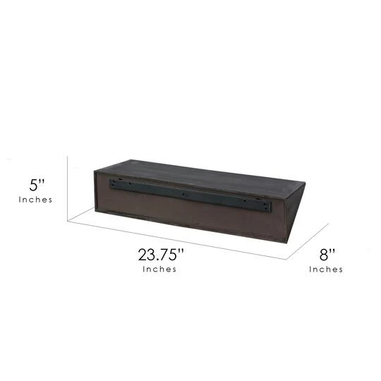 Small Black Wedge Wood Floating Wall Shelf 9 Small Black Wedge Wood Floating Wall Shelf - Image 7
