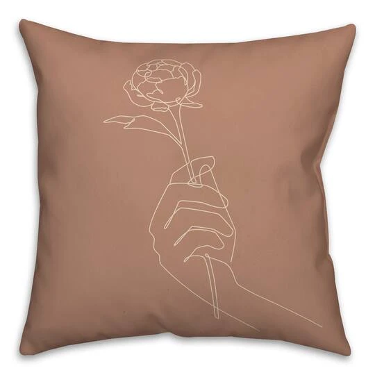 Floral Line Drawing Throw Pillow 3 Floral Line Drawing Throw Pillow