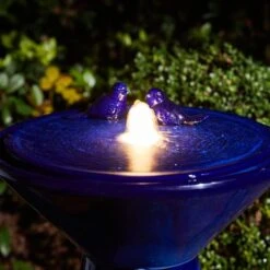 Glitzhome® 27.5" LED Bird Pedestal Ceramic Fountain Cobalt Blue 15 Glitzhome® 27.5" LED Bird Pedestal Ceramic Fountain Cobalt Blue -Michaels Decor Sale D600494S 4