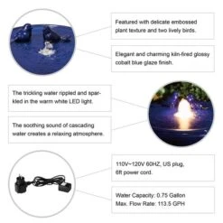 Glitzhome® 27.5" LED Bird Pedestal Ceramic Fountain Cobalt Blue 18 Glitzhome® 27.5" LED Bird Pedestal Ceramic Fountain Cobalt Blue -Michaels Decor Sale D600494S 7