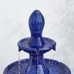 Glitzhome® 45" 3-Tier Ceramic Outdoor Fountain Cobalt Blue -Michaels Decor Sale D600496S 5