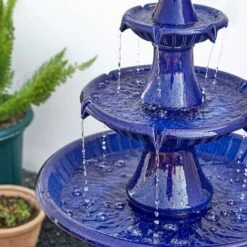 Glitzhome® 45" 3-Tier Ceramic Outdoor Fountain Cobalt Blue -Michaels Decor Sale D600496S 6