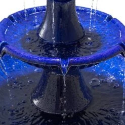 Glitzhome® 45" 3-Tier Ceramic Outdoor Fountain Cobalt Blue -Michaels Decor Sale D600496S 7