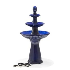 Glitzhome® 45" 3-Tier Ceramic Outdoor Fountain Cobalt Blue -Michaels Decor Sale D600496S 8