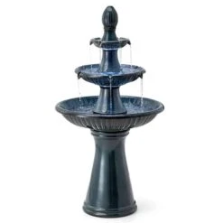 Glitzhome® 45" 3-Tier Ceramic Outdoor Fountain Turquoise