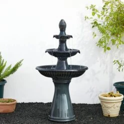 Glitzhome® 45" 3-Tier Ceramic Outdoor Fountain Turquoise -Michaels Decor Sale D600497S 12