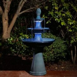 Glitzhome® 45" 3-Tier Ceramic Outdoor Fountain Turquoise -Michaels Decor Sale D600497S 13