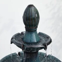 Glitzhome® 45" 3-Tier Ceramic Outdoor Fountain Turquoise -Michaels Decor Sale D600497S 14