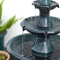 Glitzhome® 45" 3-Tier Ceramic Outdoor Fountain Turquoise -Michaels Decor Sale D600497S 15