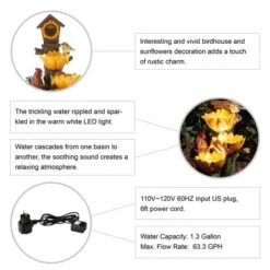 Glitzhome® 28.5" Farmhouse Sunflowers & Birdhouse Outdoor Fountain -Michaels Decor Sale D600499S 4