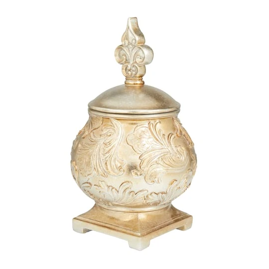 13" Gold Round Traditional Decorative Jar 3 13" Gold Round Traditional Decorative Jar