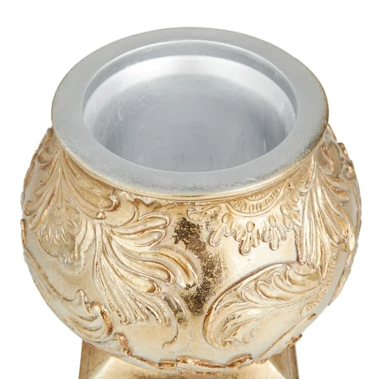 13" Gold Round Traditional Decorative Jar 7 13" Gold Round Traditional Decorative Jar - Image 5