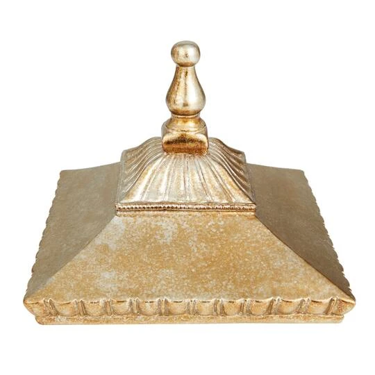 12" Gold Square Traditional Decorative Jar 7 12" Gold Square Traditional Decorative Jar - Image 5