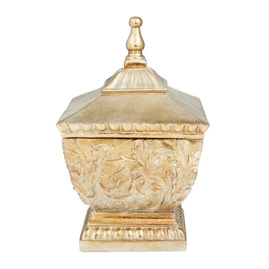 12" Gold Square Traditional Decorative Jar 8 12" Gold Square Traditional Decorative Jar - Image 6