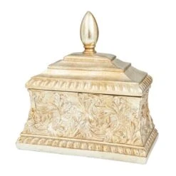 11" Gold Square Traditional Decorative Jar