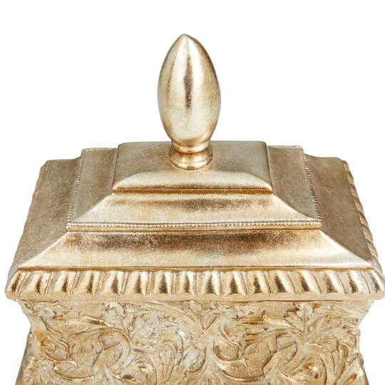 11" Gold Square Traditional Decorative Jar 9 11" Gold Square Traditional Decorative Jar - Image 7