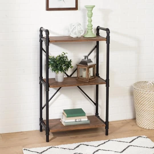 Honey Can Do 3-Tier Industrial Black Bookshelf 5 Honey Can Do 3-Tier Industrial Black Bookshelf - Image 3