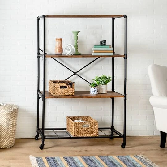 Honey Can Do 4-Tier Industrial Rolling Bookshelf 5 Honey Can Do 4-Tier Industrial Rolling Bookshelf - Image 3