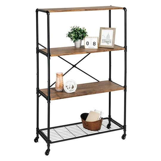 Honey Can Do 4-Tier Industrial Rolling Bookshelf 6 Honey Can Do 4-Tier Industrial Rolling Bookshelf - Image 4