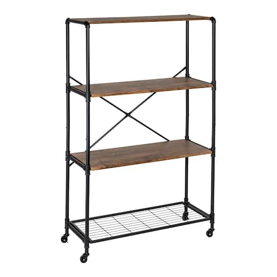 Honey Can Do 4-Tier Industrial Rolling Bookshelf 3 Honey Can Do 4-Tier Industrial Rolling Bookshelf