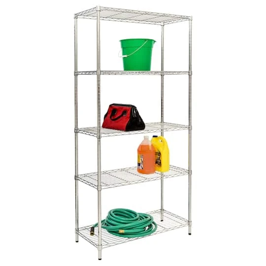 Honey Can Do Chrome 5-Tier Heavy-Duty Adjustable Shelving Unit 7 Honey Can Do Chrome 5-Tier Heavy-Duty Adjustable Shelving Unit - Image 5