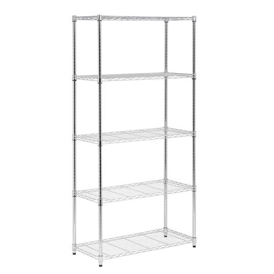 Honey Can Do Chrome 5-Tier Heavy-Duty Adjustable Shelving Unit 3 Honey Can Do Chrome 5-Tier Heavy-Duty Adjustable Shelving Unit