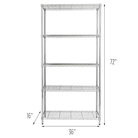 Honey Can Do Chrome 5-Tier Heavy-Duty Adjustable Shelving Unit 11 Honey Can Do Chrome 5-Tier Heavy-Duty Adjustable Shelving Unit - Image 9