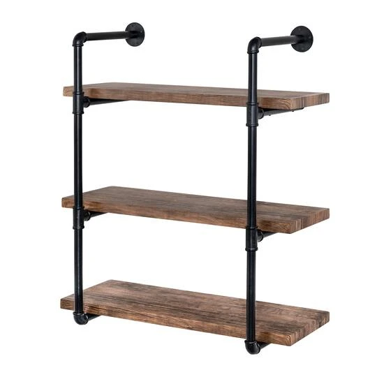Honey Can Do 34.5" Black Three-Tier Industrial Wall Shelf 3 Honey Can Do 34.5" Black Three-Tier Industrial Wall Shelf
