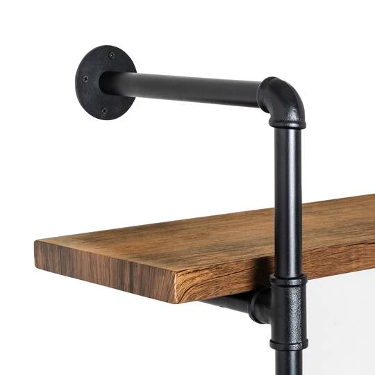 Honey Can Do 34.5" Black Three-Tier Industrial Wall Shelf 7 Honey Can Do 34.5" Black Three-Tier Industrial Wall Shelf - Image 5