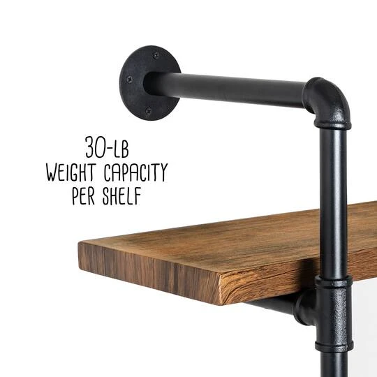 Honey Can Do 34.5" Black Three-Tier Industrial Wall Shelf 11 Honey Can Do 34.5" Black Three-Tier Industrial Wall Shelf - Image 9