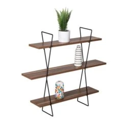 Honey Can Do 28" Three-Tier Decorative Metal & Wood Wall Shelves 15 Honey Can Do 28" Three-Tier Decorative Metal & Wood Wall Shelves -Michaels Decor Sale D614091S 2