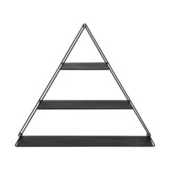 Honey Can Do 28" Black Three-Tier Triangle Decorative Metal Wall Shelf
