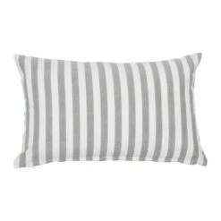 Hello Honey® 20'' Striped Gray Cotton Lumbar Pillow Cover