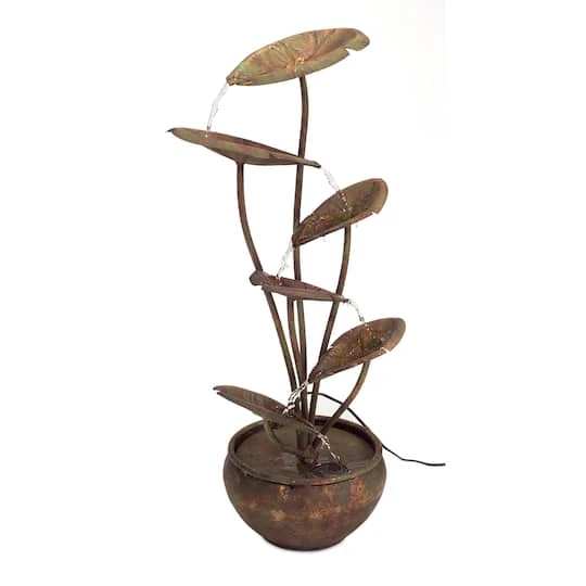 Melrose 30.5" Metal Lotus Leaf Fountain 4 Melrose 30.5" Metal Lotus Leaf Fountain - Image 2