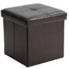 Simplify Faux Leather Folding Storage Ottoman Cube Chocolate -Michaels Decor Sale D649028S 1