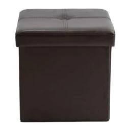 Simplify Faux Leather Folding Storage Ottoman Cube Chocolate -Michaels Decor Sale D649028S 2