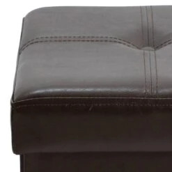 Simplify Faux Leather Folding Storage Ottoman Cube Chocolate -Michaels Decor Sale D649028S 6