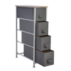 Simplify Gray 4 Drawer Narrow Storage Chest