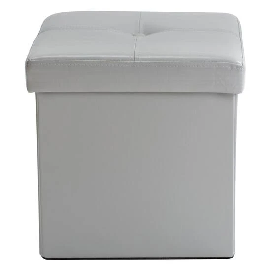 Simplify Faux Leather Folding Storage Ottoman Cube Gray 6 Simplify Faux Leather Folding Storage Ottoman Cube Gray - Image 4