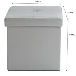 Simplify Faux Leather Folding Storage Ottoman Cube Gray 15 Simplify Faux Leather Folding Storage Ottoman Cube Gray -Michaels Decor Sale D649032S 4