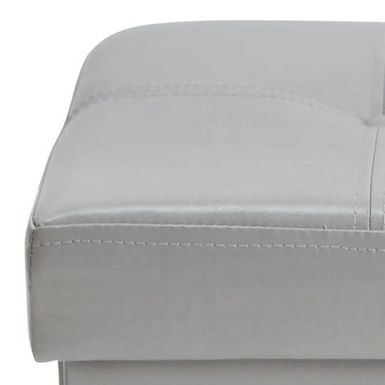 Simplify Faux Leather Folding Storage Ottoman Cube Gray 9 Simplify Faux Leather Folding Storage Ottoman Cube Gray - Image 7