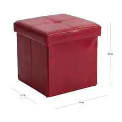 Simplify Faux Leather Folding Storage Ottoman Cube Red -Michaels Decor Sale D649033S 11