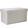 Simplify Faux Leather Double Folding Storage Ottoman Ivory -Michaels Decor Sale D649039S 1