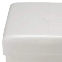Simplify Faux Leather Double Folding Storage Ottoman Ivory -Michaels Decor Sale D649039S 7
