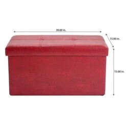 Simplify Faux Leather Double Folding Storage Ottoman Red -Michaels Decor Sale D649041S 5